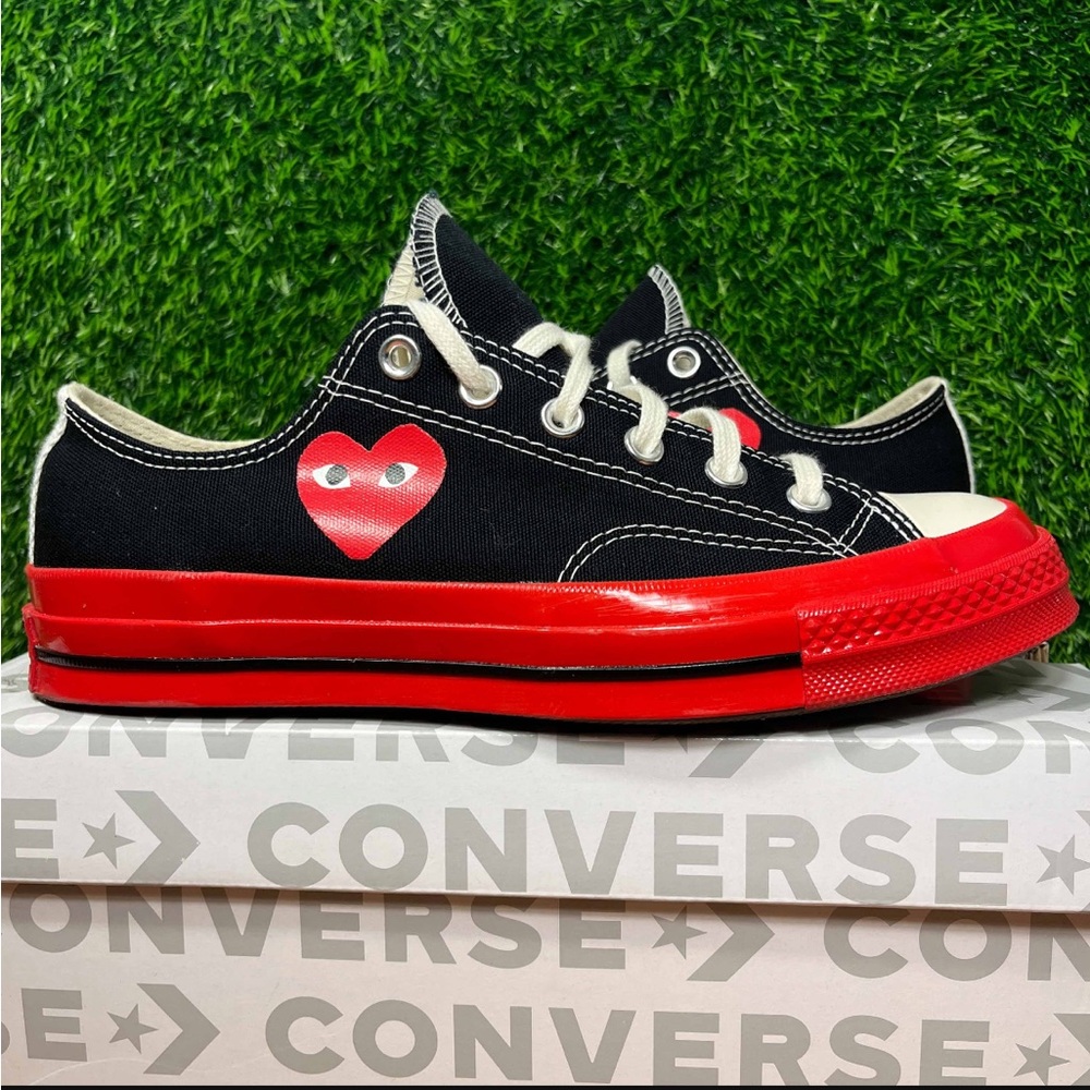 Converse Black and Red Heart Sneakers